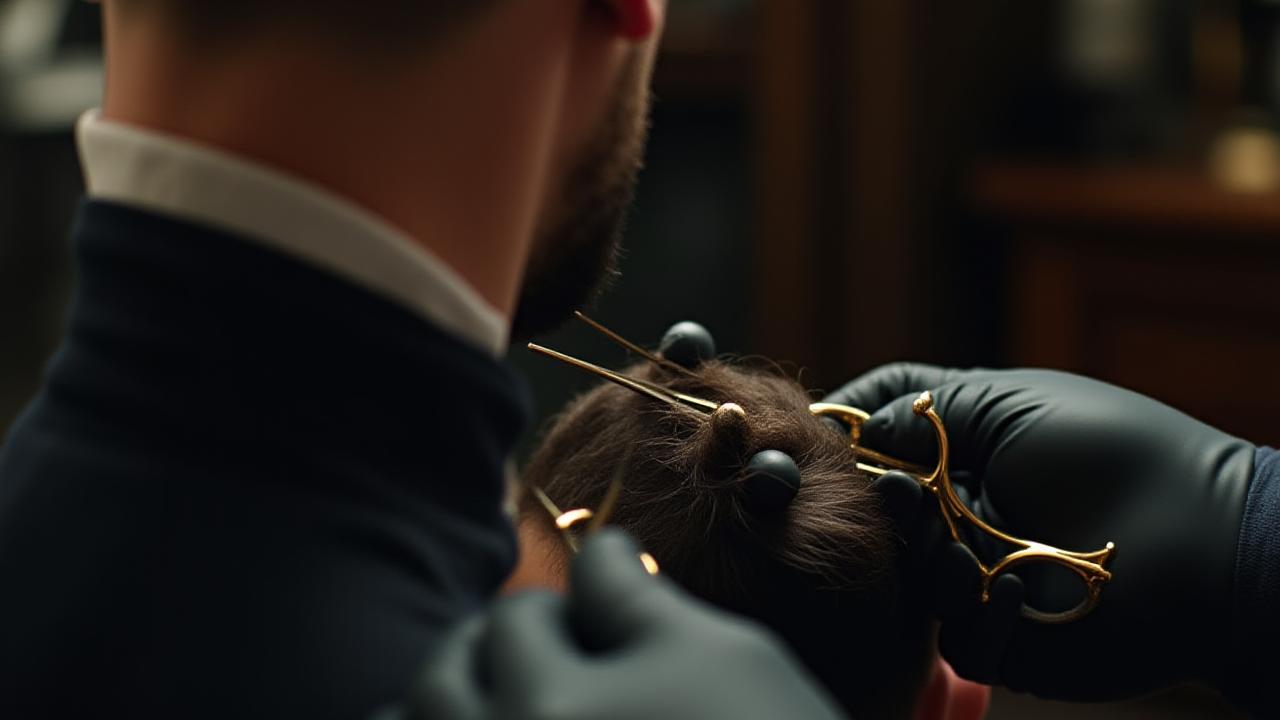 Artisan barbier ThreadCut réalisant une coupe de précision à Paris